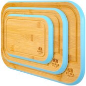Wholesale - 3pc BLUE ROUNDED BAMBOO CUTTING BOARD SET, UPC: 850009397416